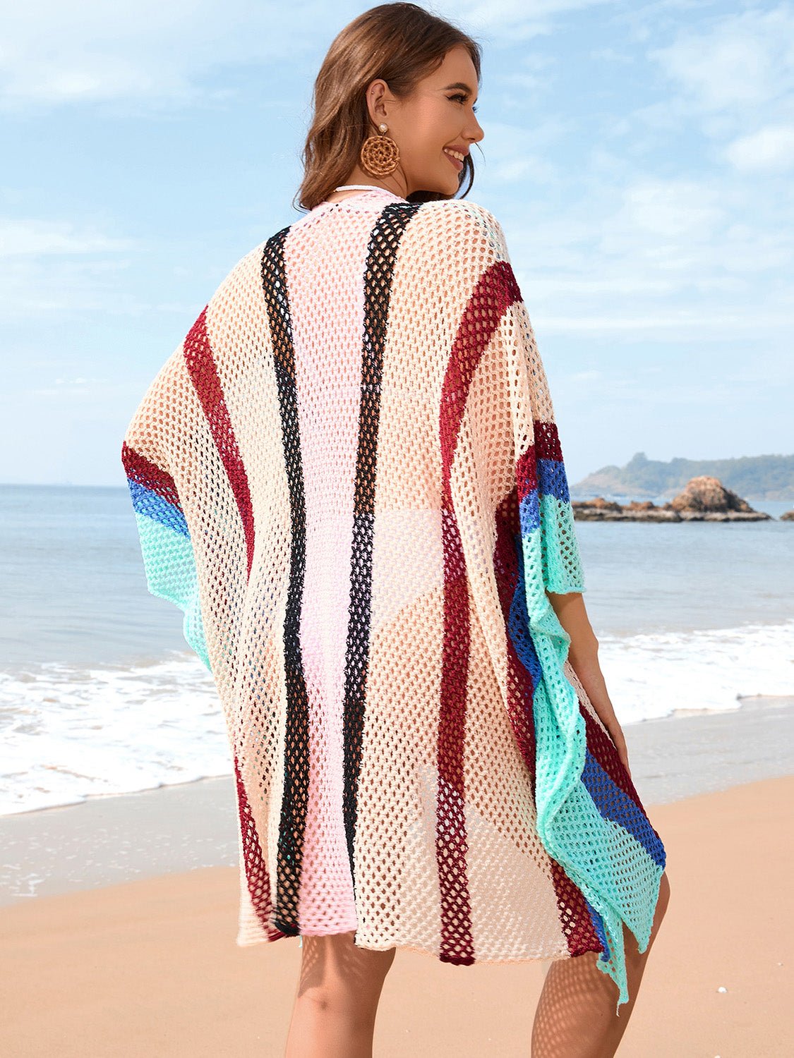 Openwork Color Block Plunge Cover - Up - ViarousViarousViarous