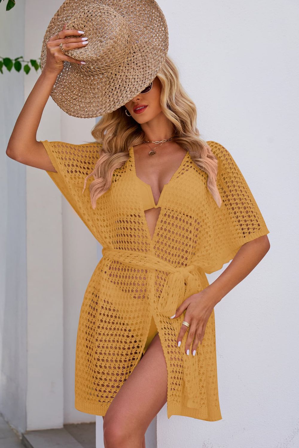 Openwork Tie Waist Cover Up - ViarousViarousViarous