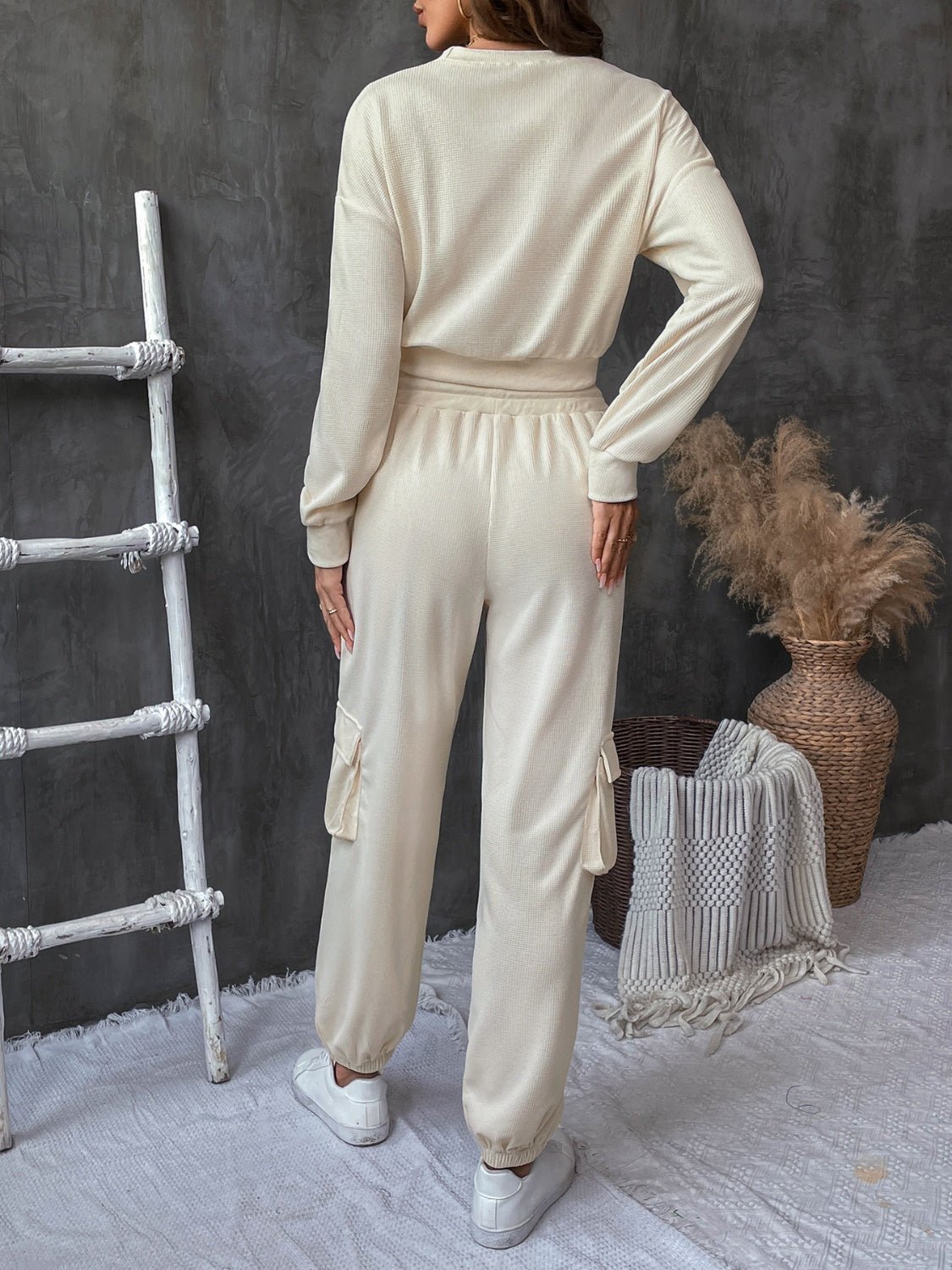 Perfee Round Neck Long Sleeve Top and Pants Set - ViarousViarousViarous