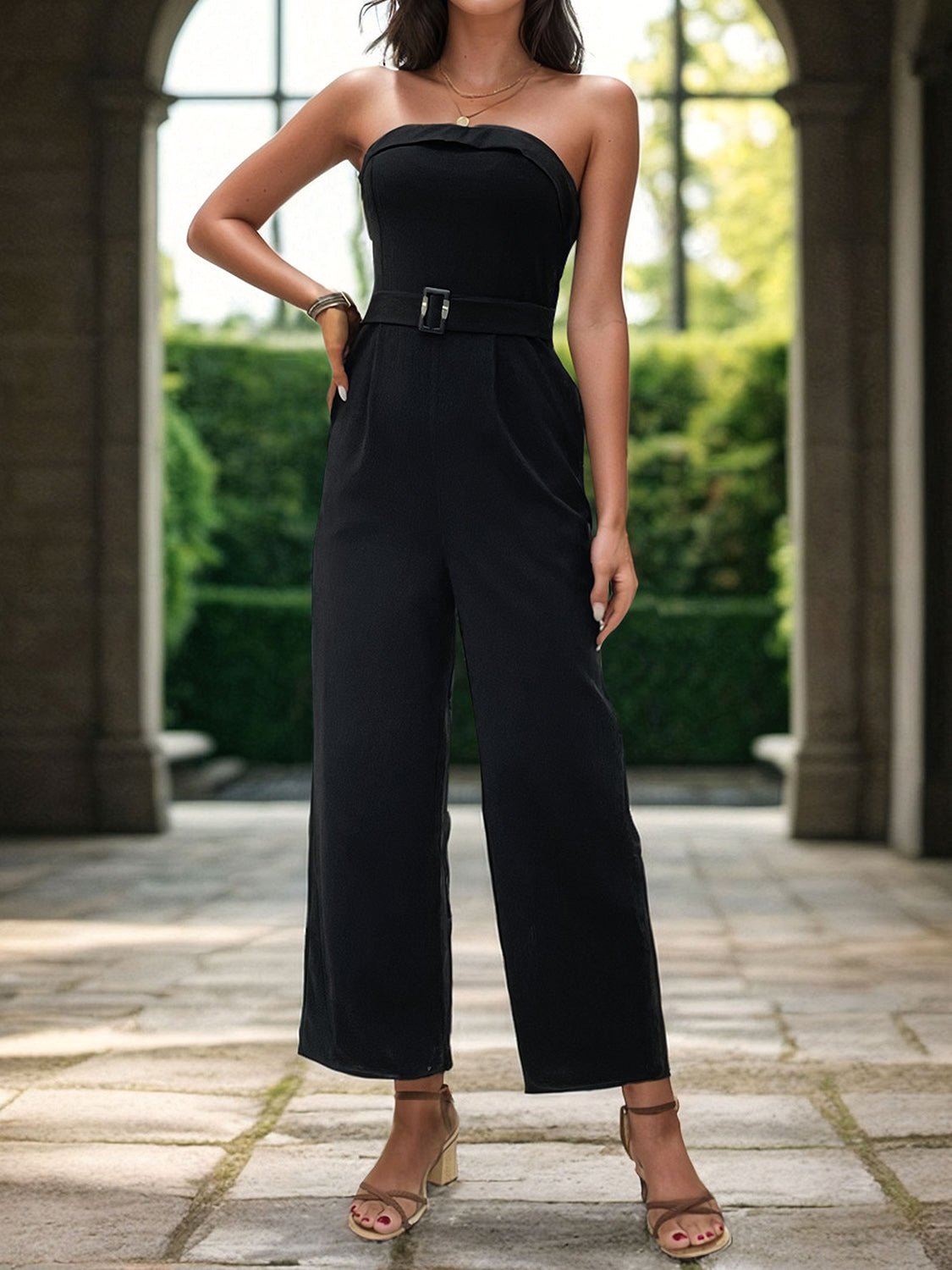 Perfee Tube Jumpsuit with Pockets - ViarousViarousViarous