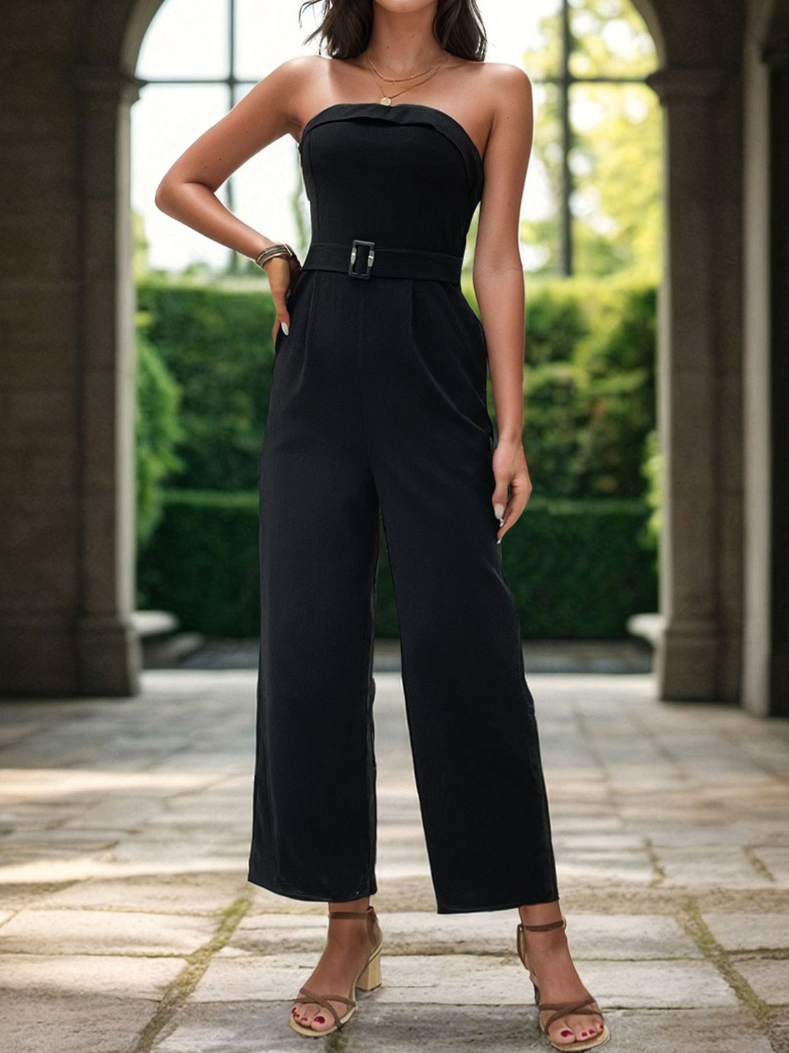 Perfee Tube Jumpsuit with Pockets - ViarousViarousViarous