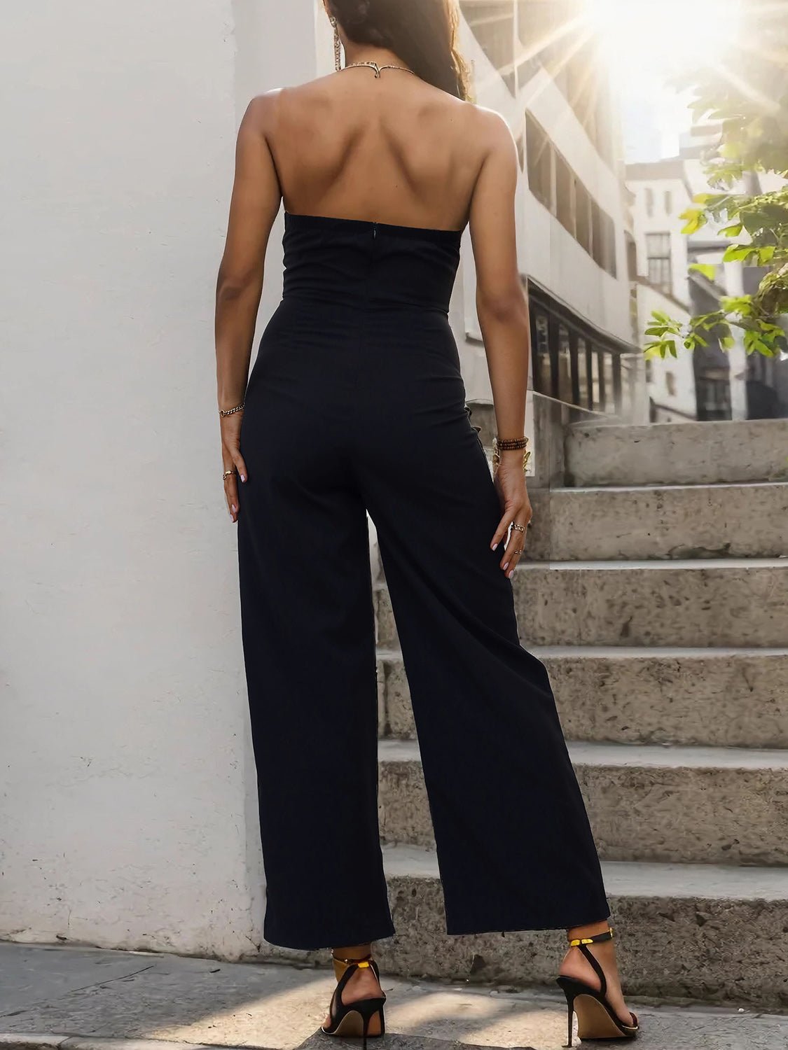 Perfee Tube Sleeveless Wide Leg Jumpsuit - ViarousViarousViarous