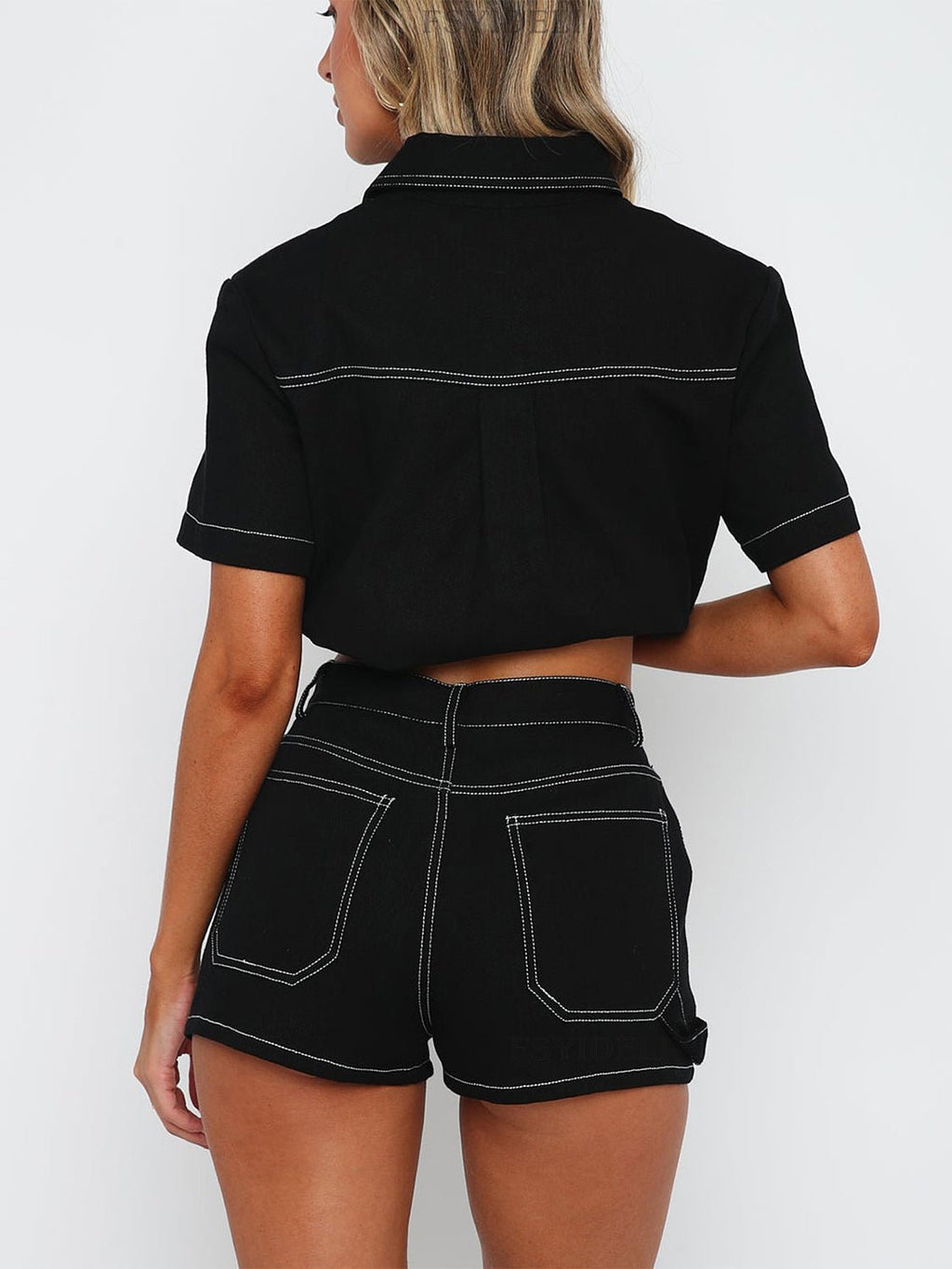 Pocketed Button Up Top and Shorts Set - ViarousViarousViarous