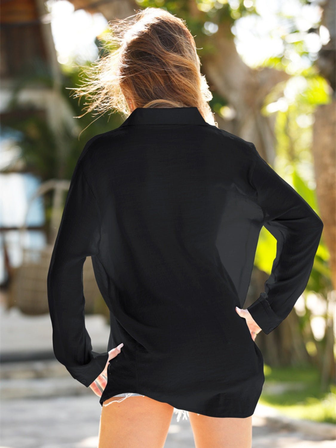 Pocketed Dropped Shoulder Cover Up - ViarousViarousViarous