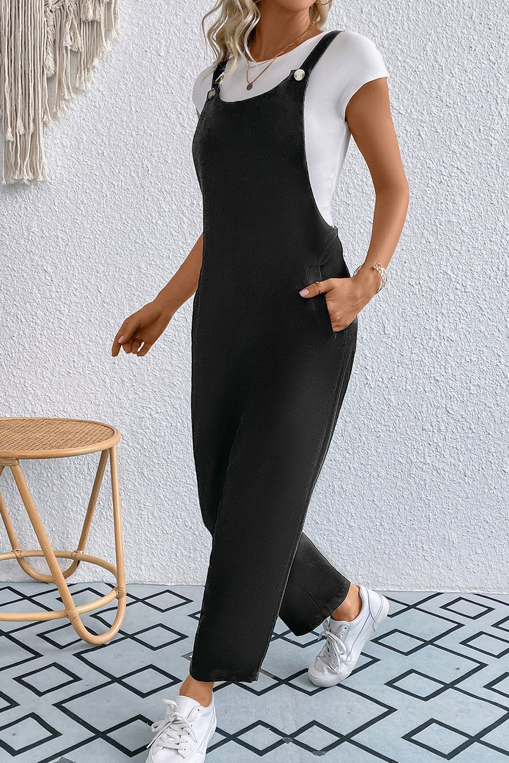 Pocketed Wide Strap Overall - ViarousViarousViarous