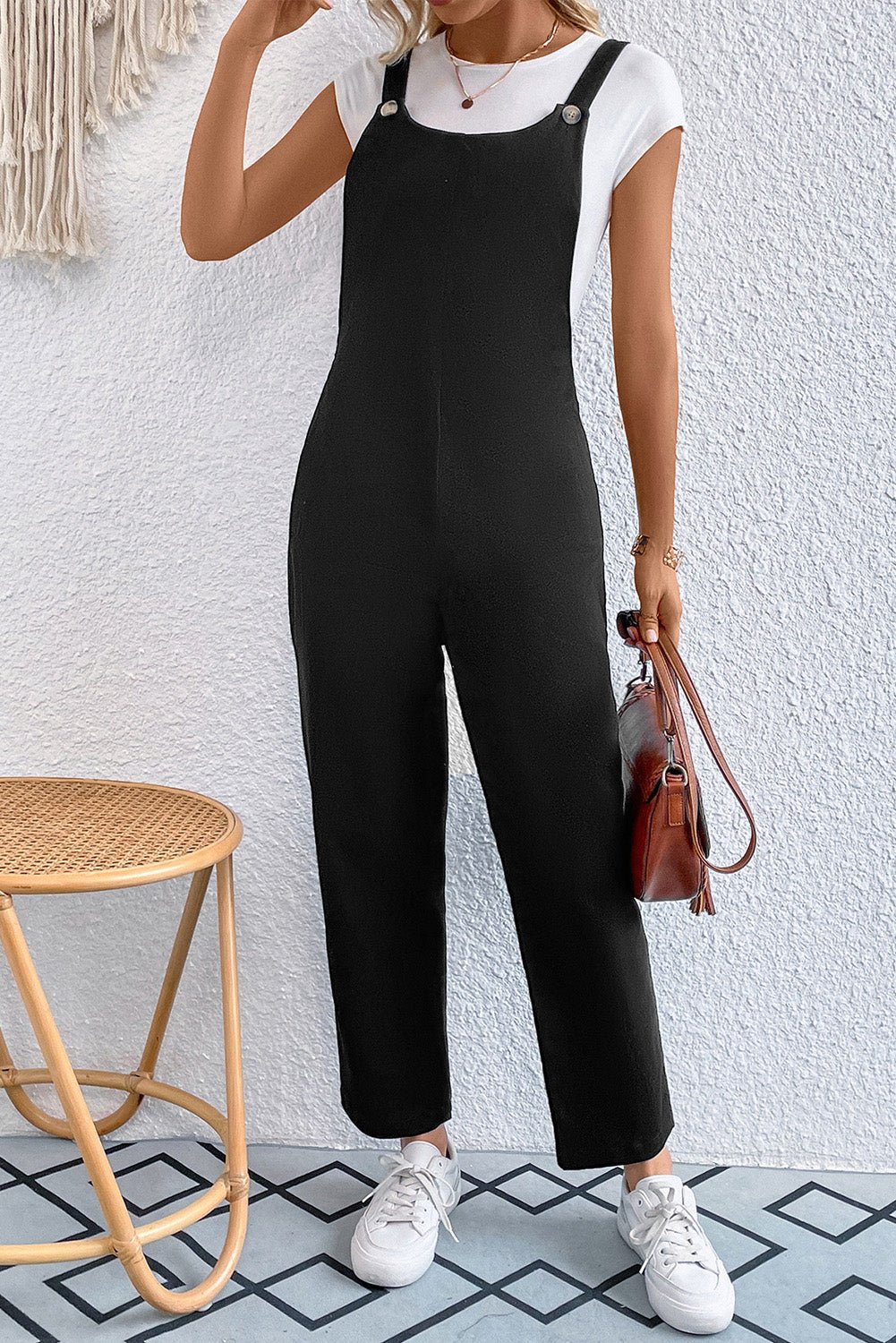 Pocketed Wide Strap Overall - ViarousViarousViarous