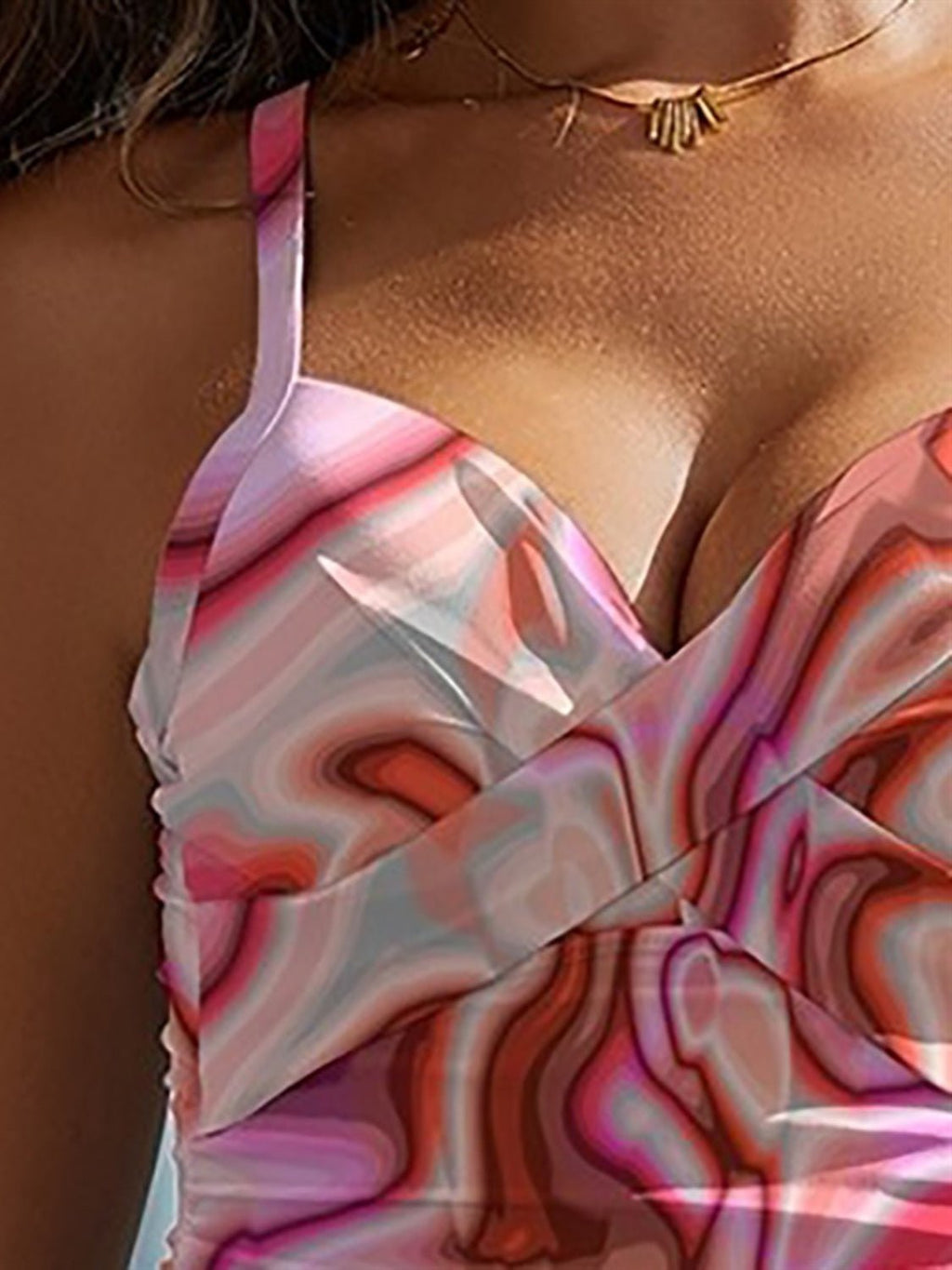 Printed Sweetheart Neck Spaghetti Strap One - Piece Swimwear - ViarousViarousViarous