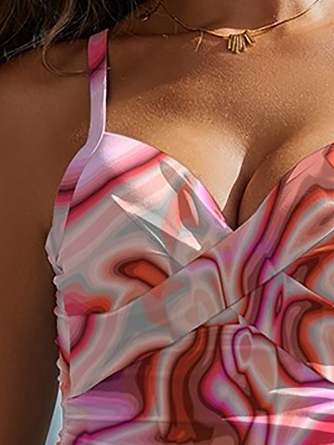 Printed Sweetheart Neck Spaghetti Strap One - Piece Swimwear - ViarousViarousViarous