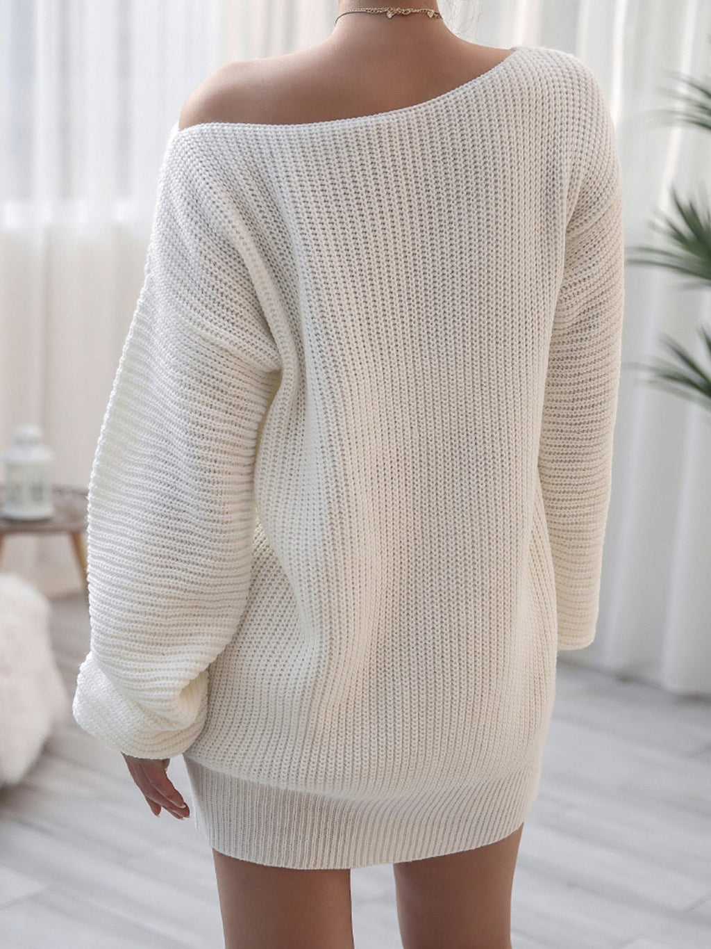 Rib - Knit Mini Sweater Dress - ViarousViarousViarous