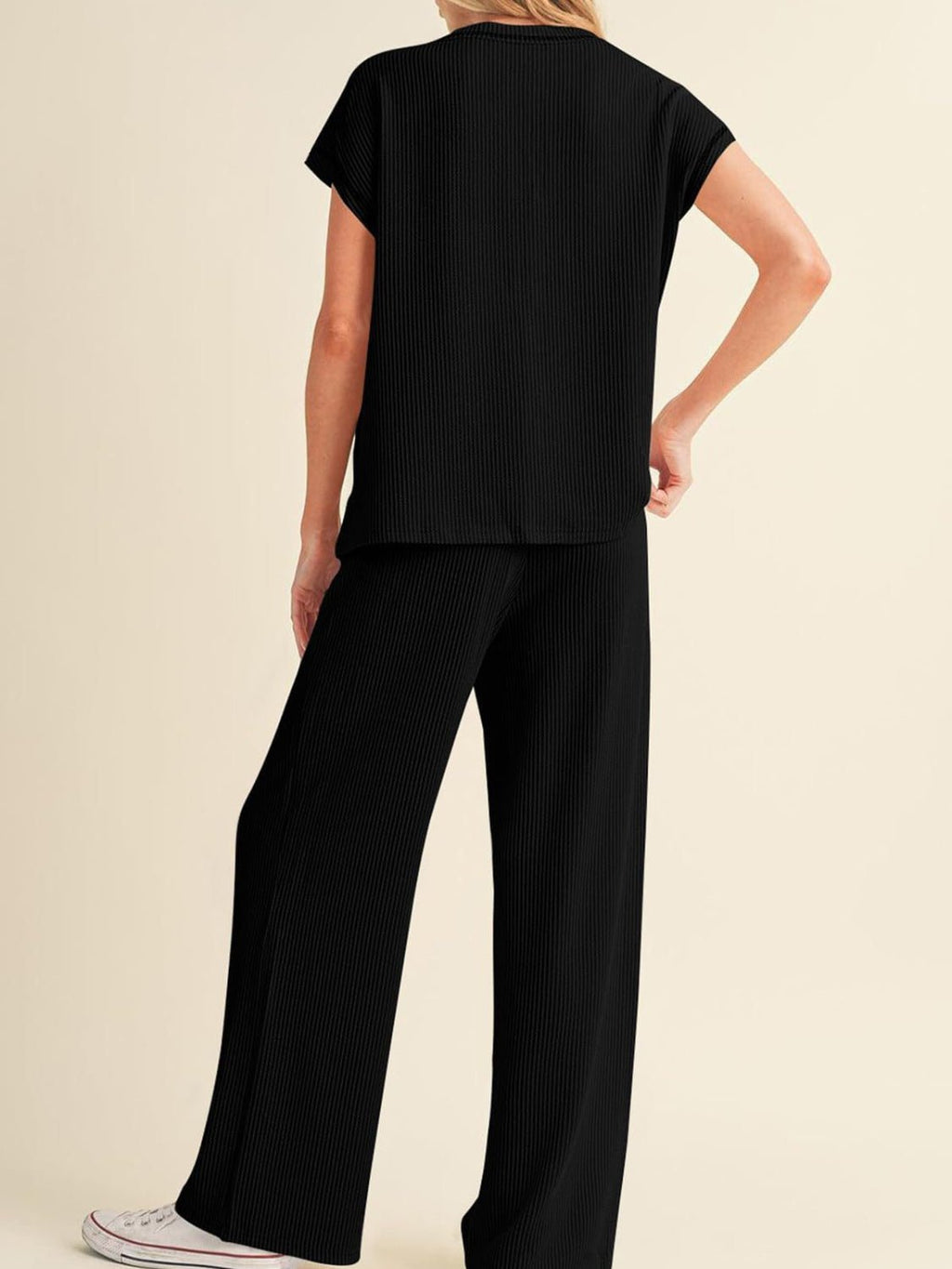 Ribbed Exposed Seam Top and Pants Set - ViarousViarousViarous