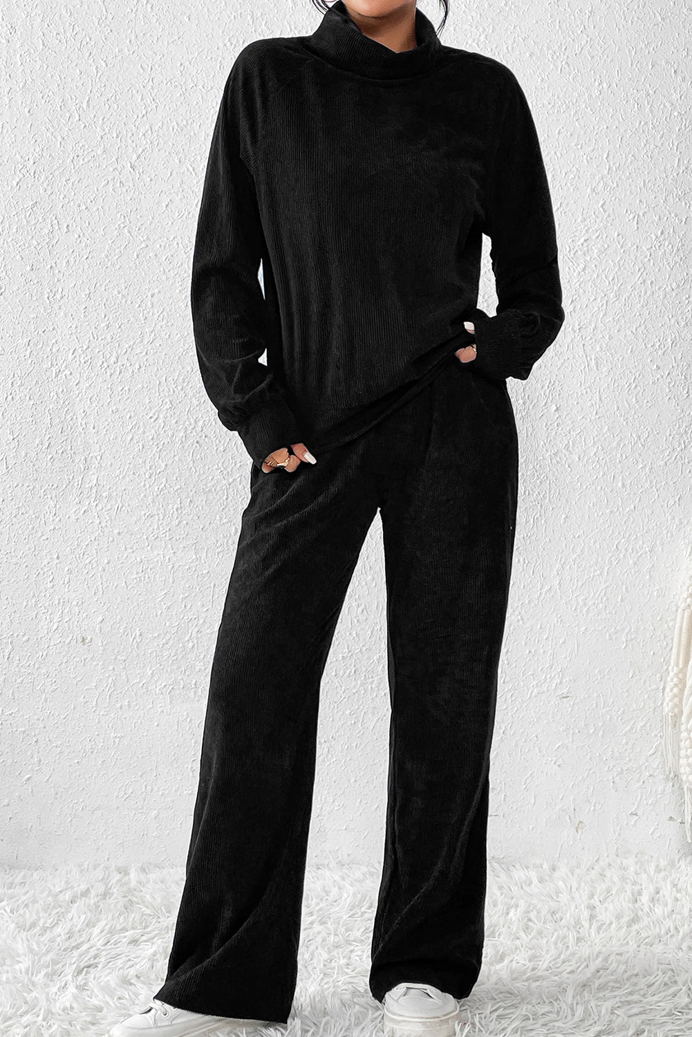 Ribbed Long Sleeve Top and Pants Set - ViarousViarousViarous