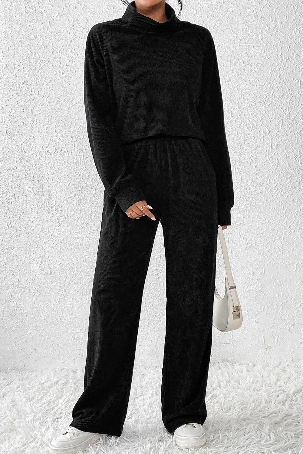 Ribbed Long Sleeve Top and Pants Set - ViarousViarousViarous