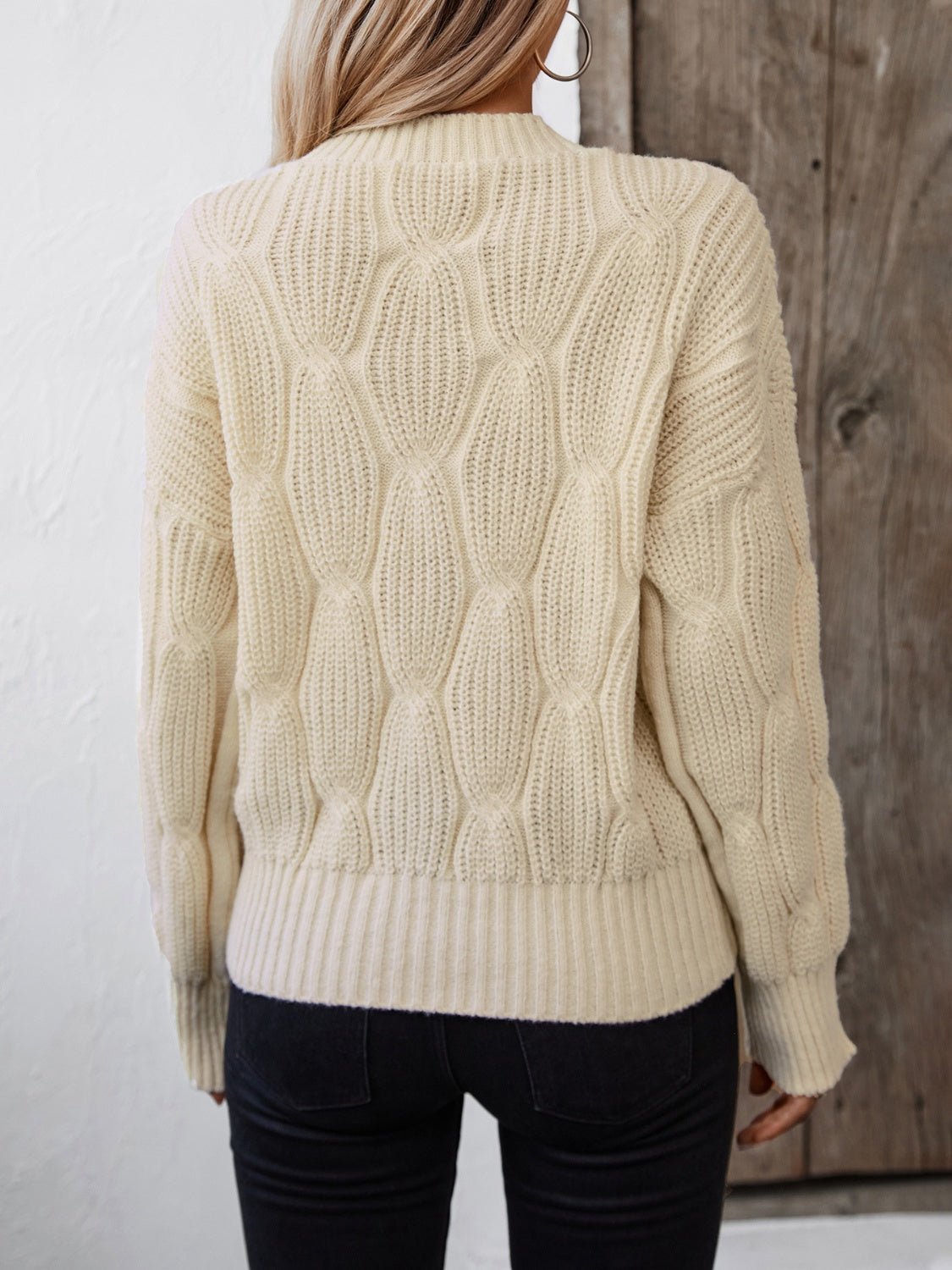 Round Neck Dropped Shoulder Sweater - ViarousViarousViarous