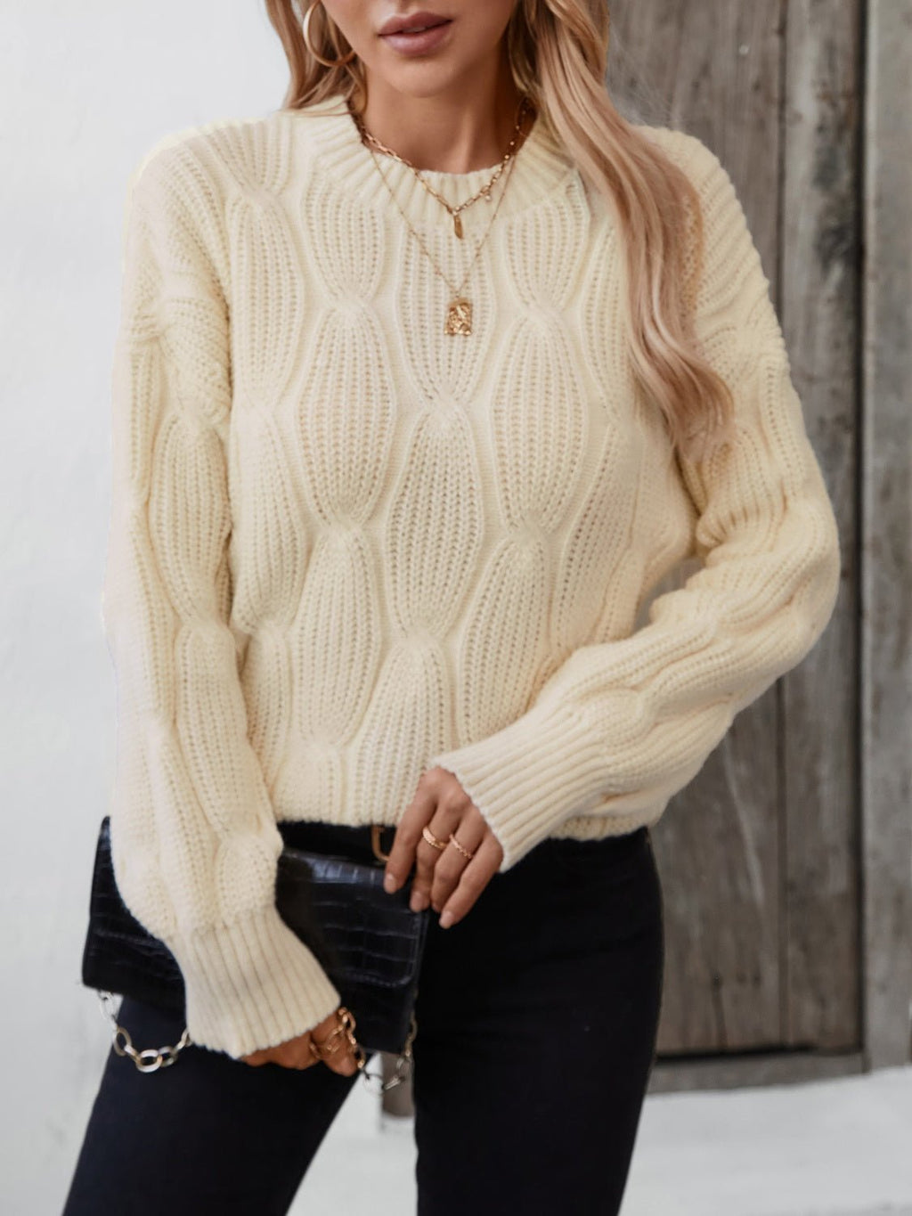 Round Neck Dropped Shoulder Sweater - ViarousViarousViarous