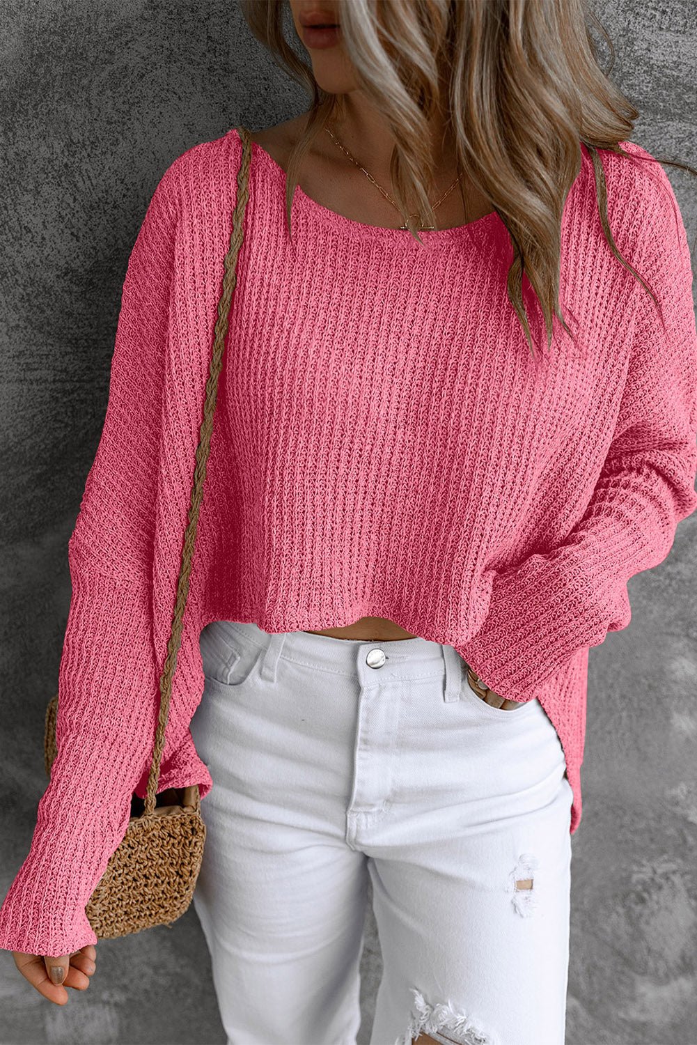 Round Neck High - Low Sweater - ViarousViarousViarous