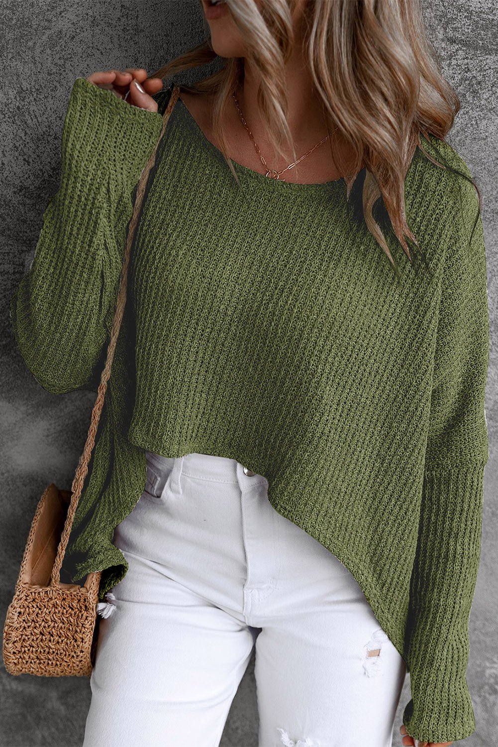 Round Neck High - Low Sweater - ViarousViarousViarous