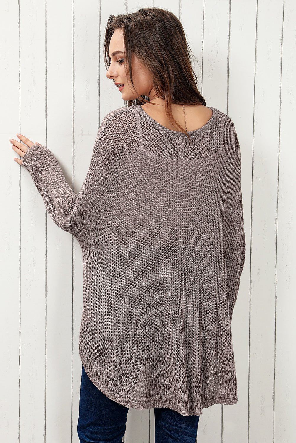 Round Neck High - Low Sweater - ViarousViarousViarous