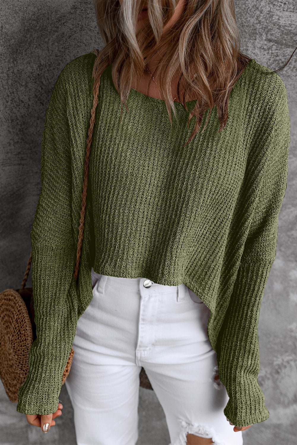 Round Neck High - Low Sweater - ViarousViarousViarous