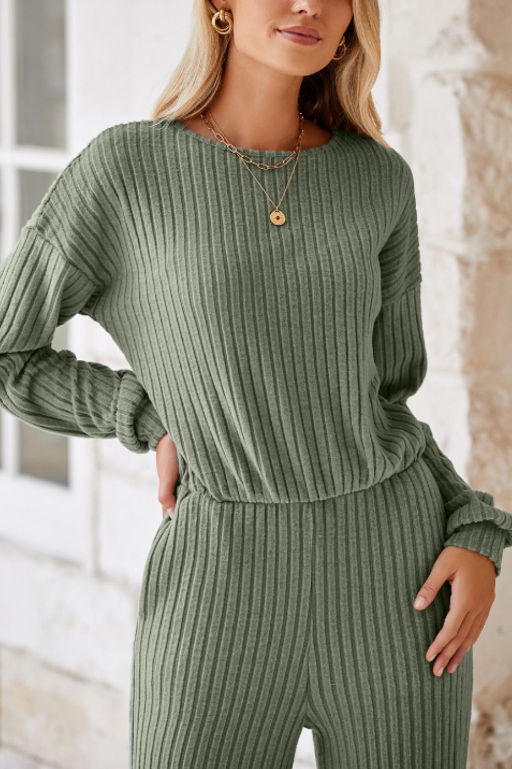 Round Neck Long Sleeve Jumpsuit - ViarousViarousViarous