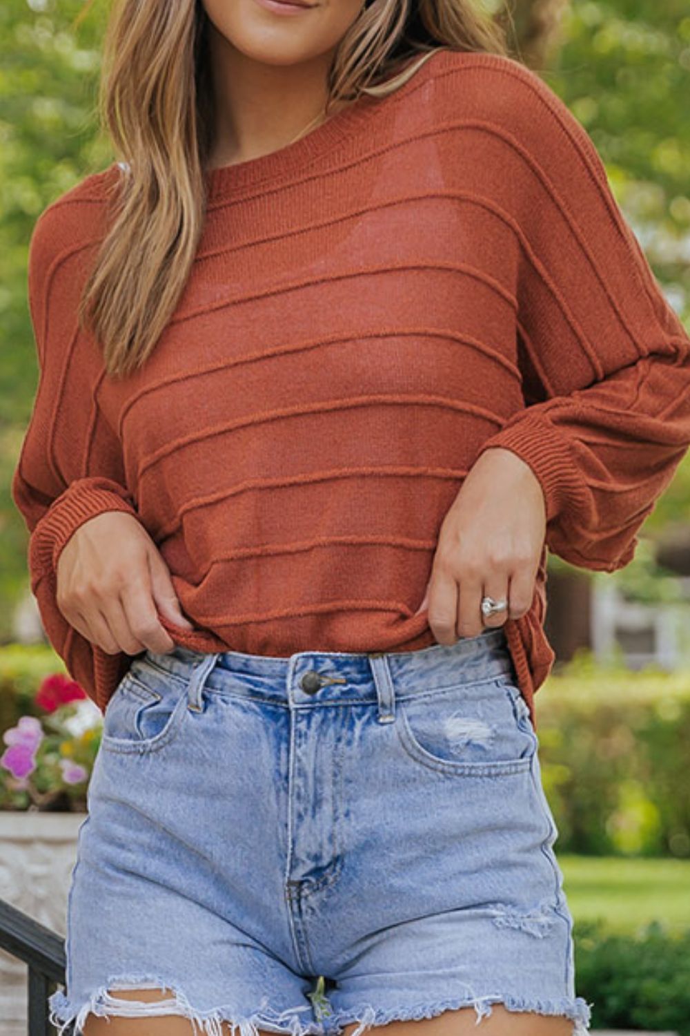 Round Neck Long Sleeve Knit Top - ViarousViarousViarous