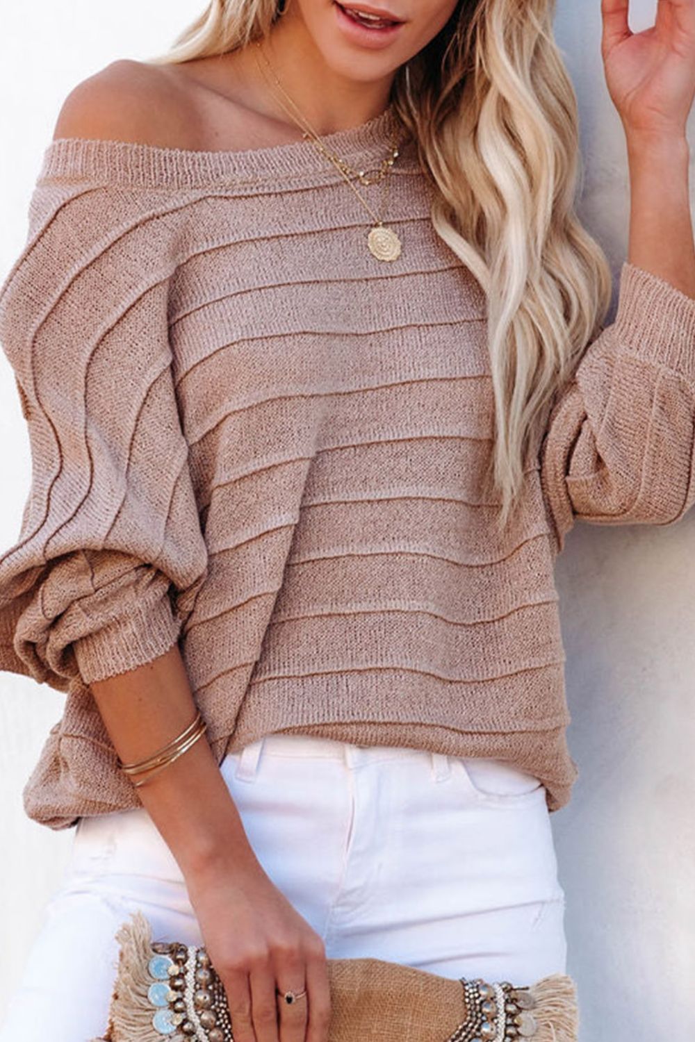 Round Neck Long Sleeve Knit Top - ViarousViarousViarous