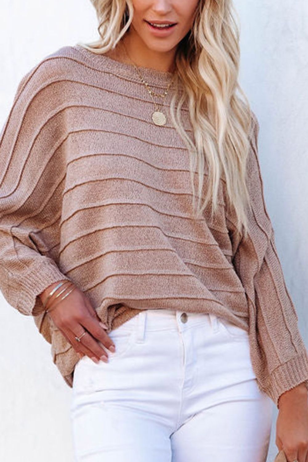 Round Neck Long Sleeve Knit Top - ViarousViarousViarous