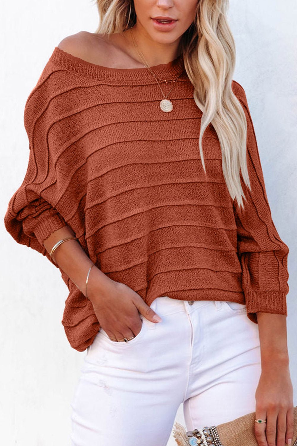Round Neck Long Sleeve Knit Top - ViarousViarousViarous