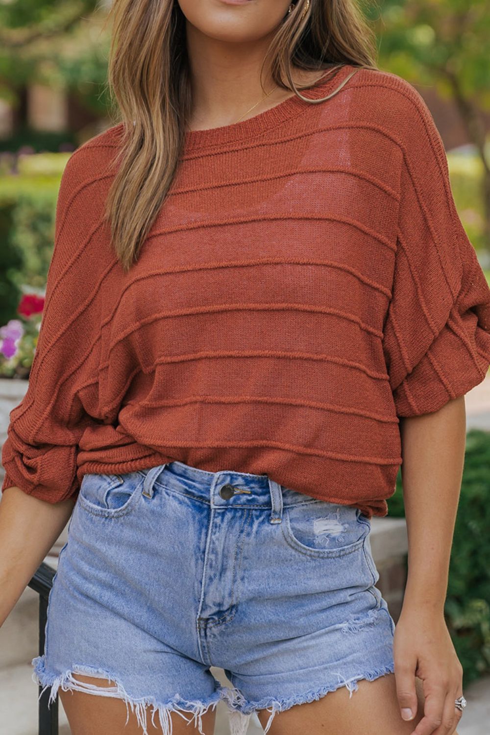 Round Neck Long Sleeve Knit Top - ViarousViarousViarous