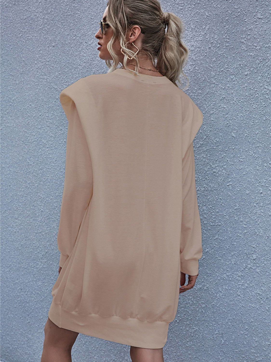 Round Neck Long Sleeve Mini Dress - ViarousViarousViarous