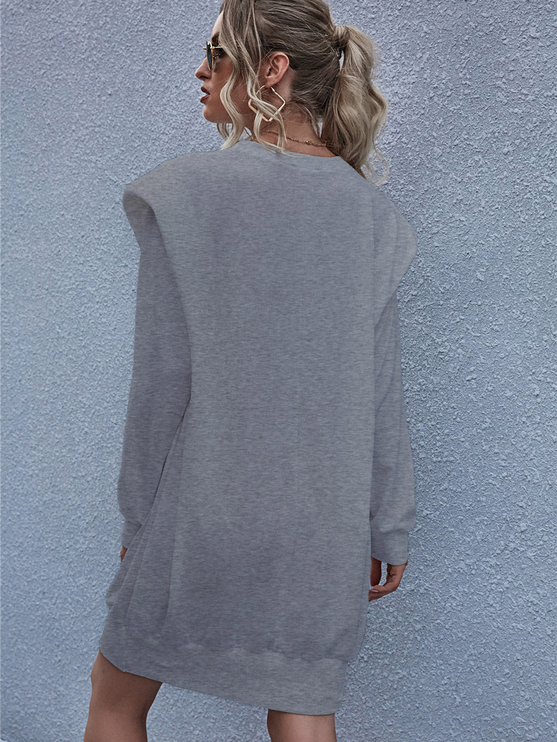 Round Neck Long Sleeve Mini Dress - ViarousViarousViarous