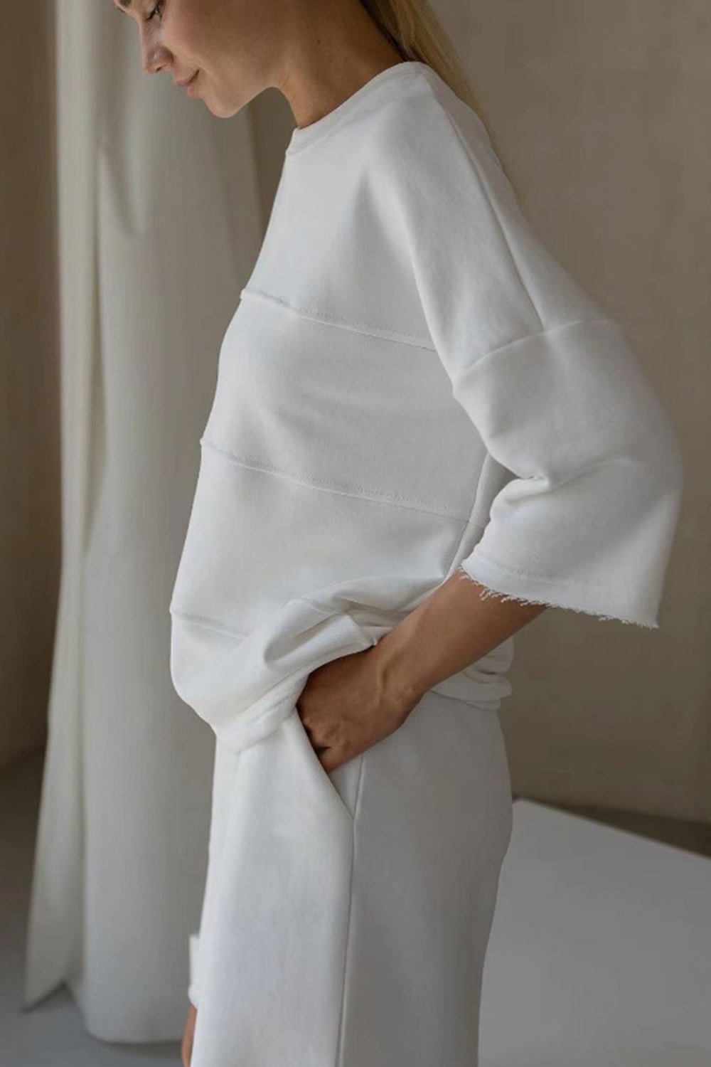 Round Neck Long Sleeve Top and Shorts Set - ViarousViarousViarous