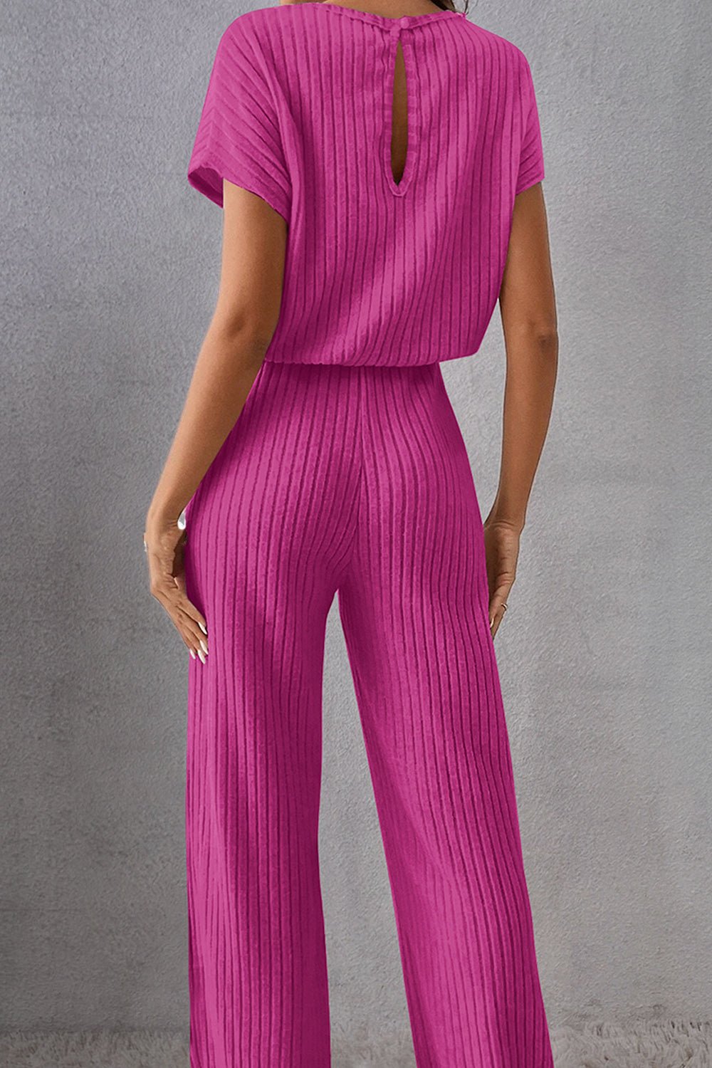 Round Neck Short Sleeve Jumpsuit - ViarousViarousViarous