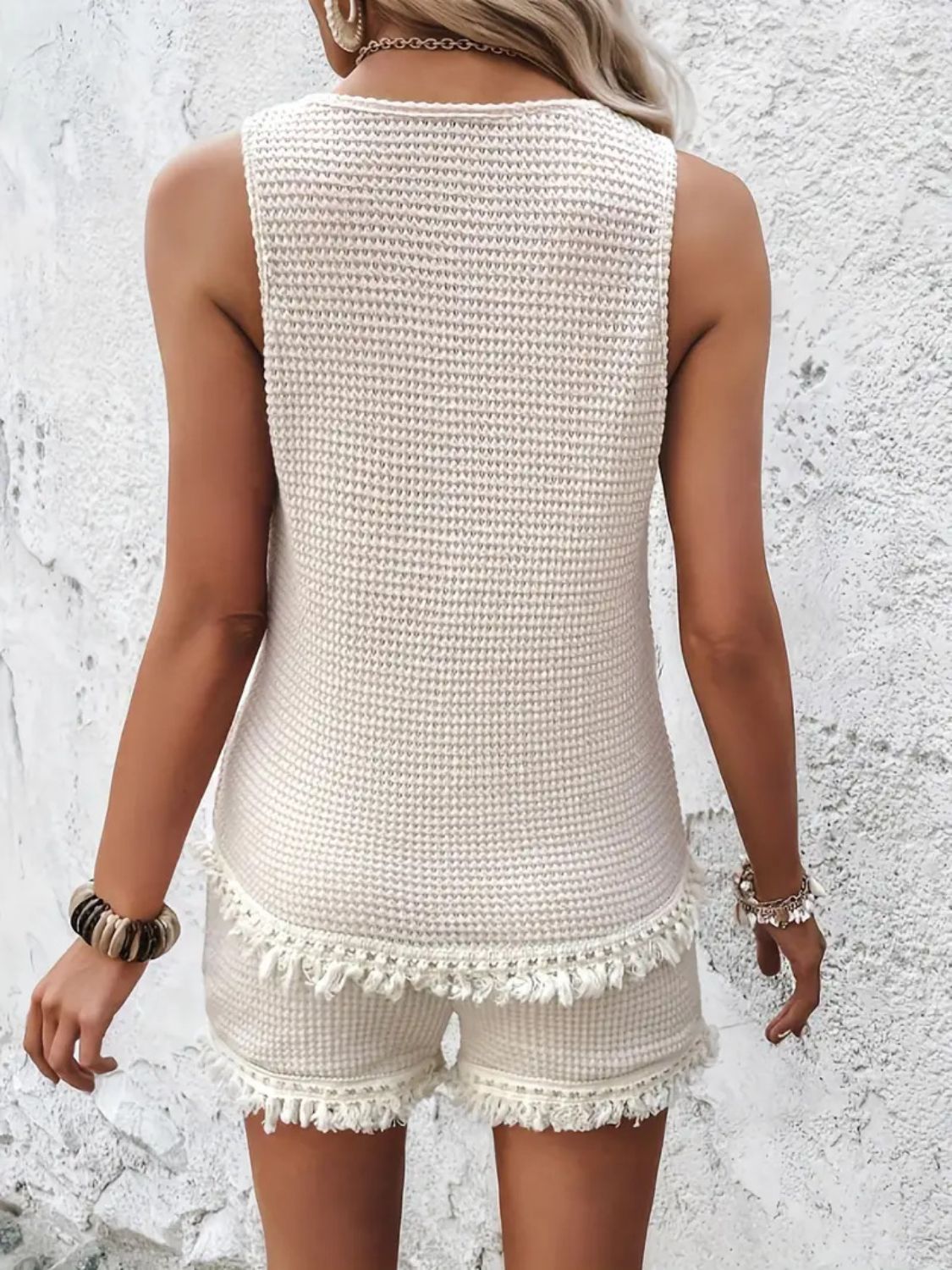 Round Neck Wide Strap Tank and Shorts Set - ViarousViarousViarous