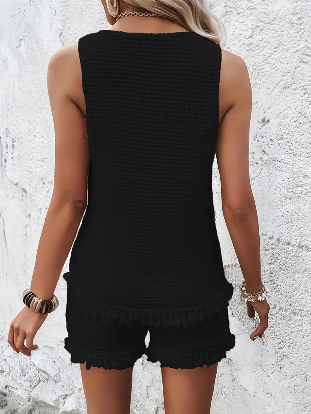 Round Neck Wide Strap Tank and Shorts Set - ViarousViarousViarous