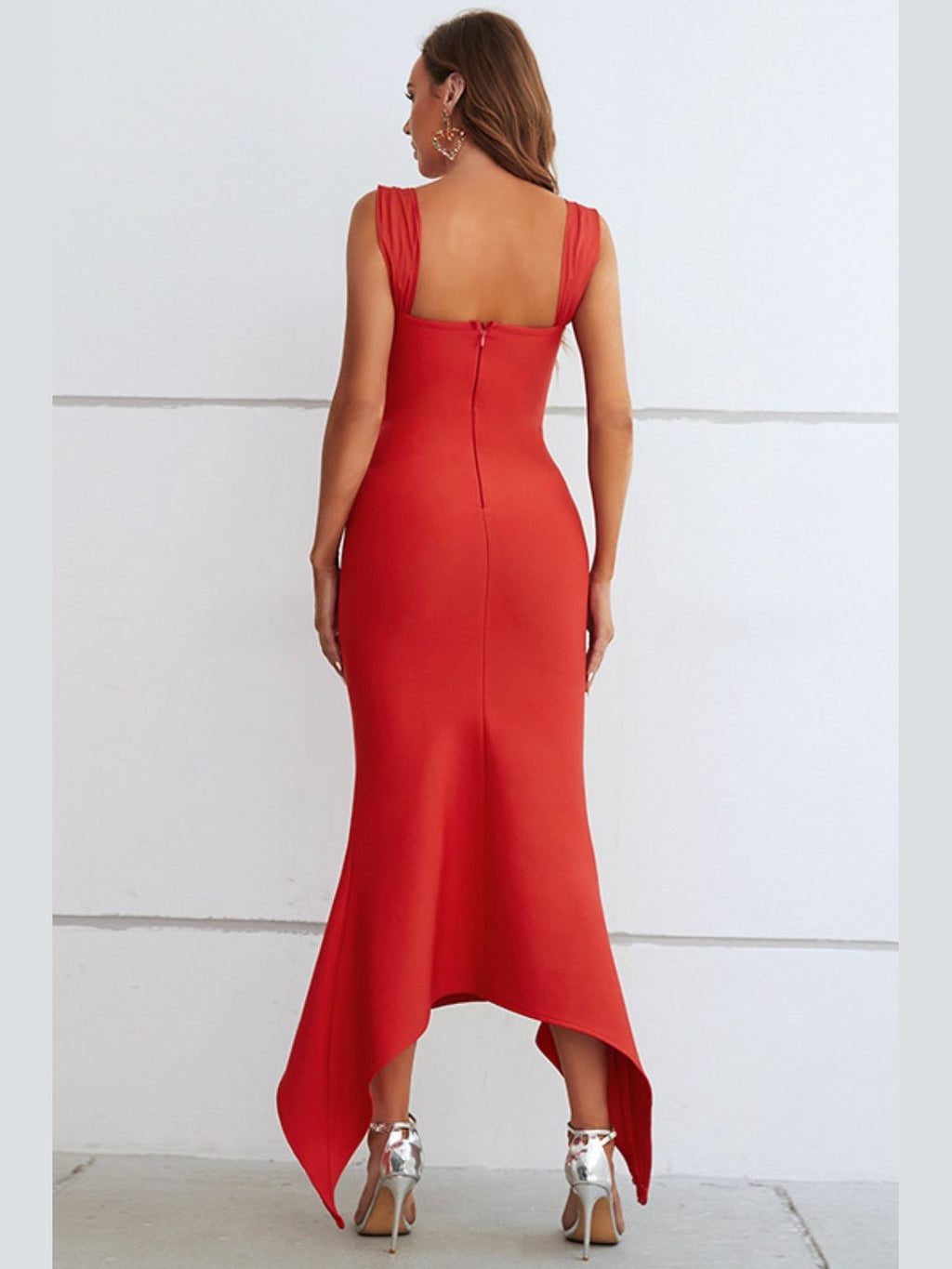 Ruched Sweetheart Neck Hem Detail Dress - ViarousViarousViarous
