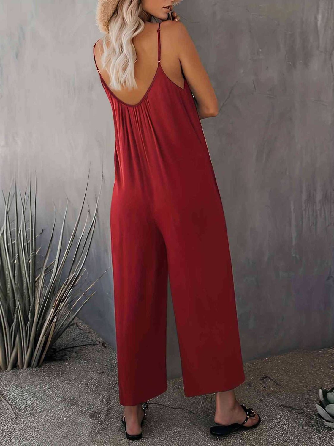 Scoop Neck Spaghetti Strap Jumpsuit - ViarousViarousViarous