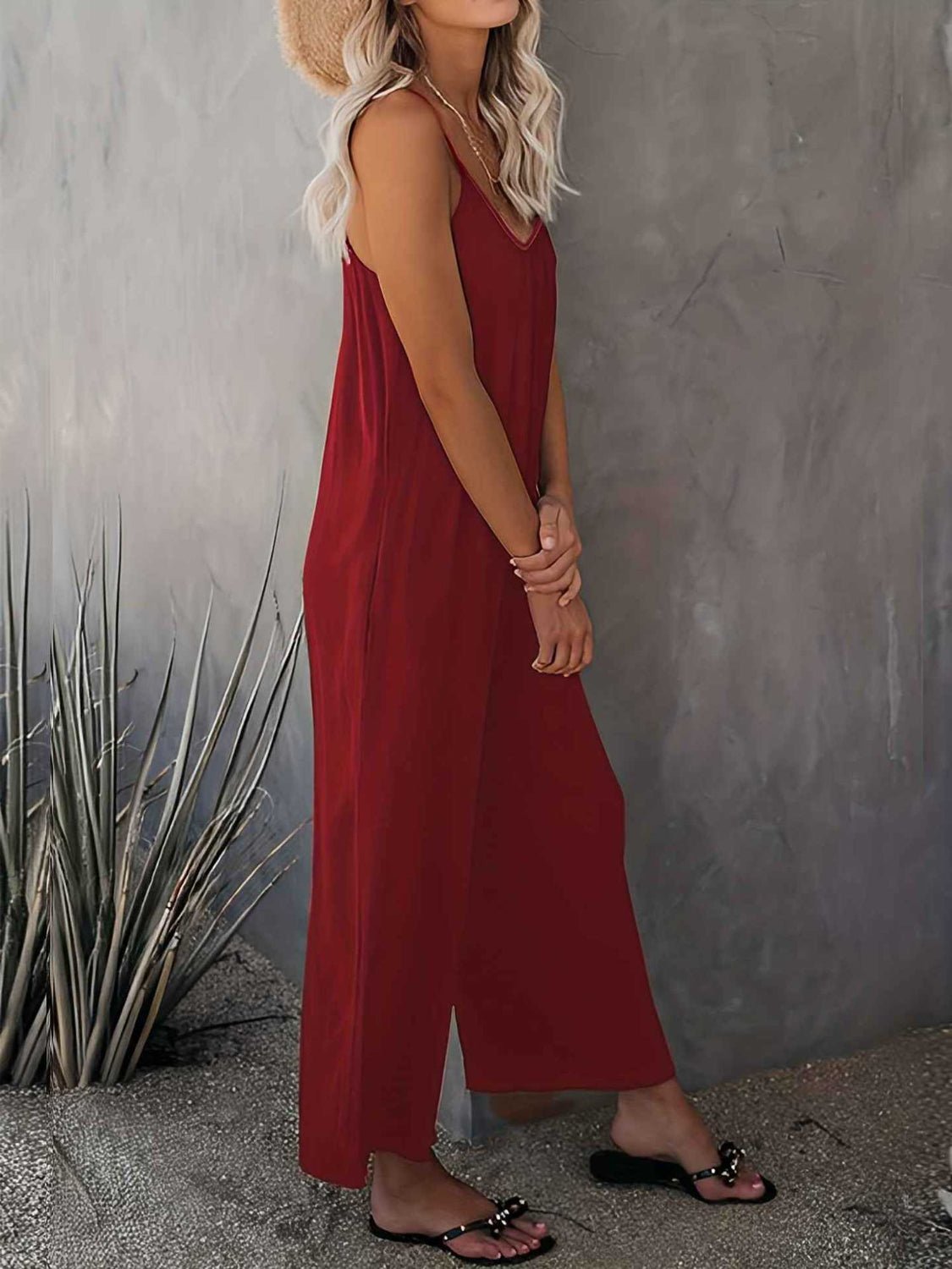Scoop Neck Spaghetti Strap Jumpsuit - ViarousViarousViarous
