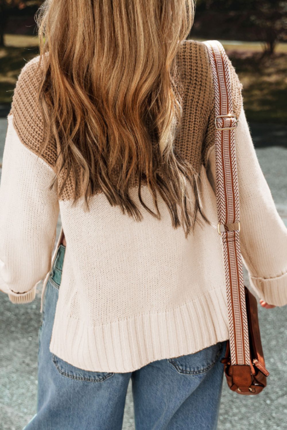 Slit Color Block Turtleneck Long Sleeve Sweater - ViarousViarousViarous