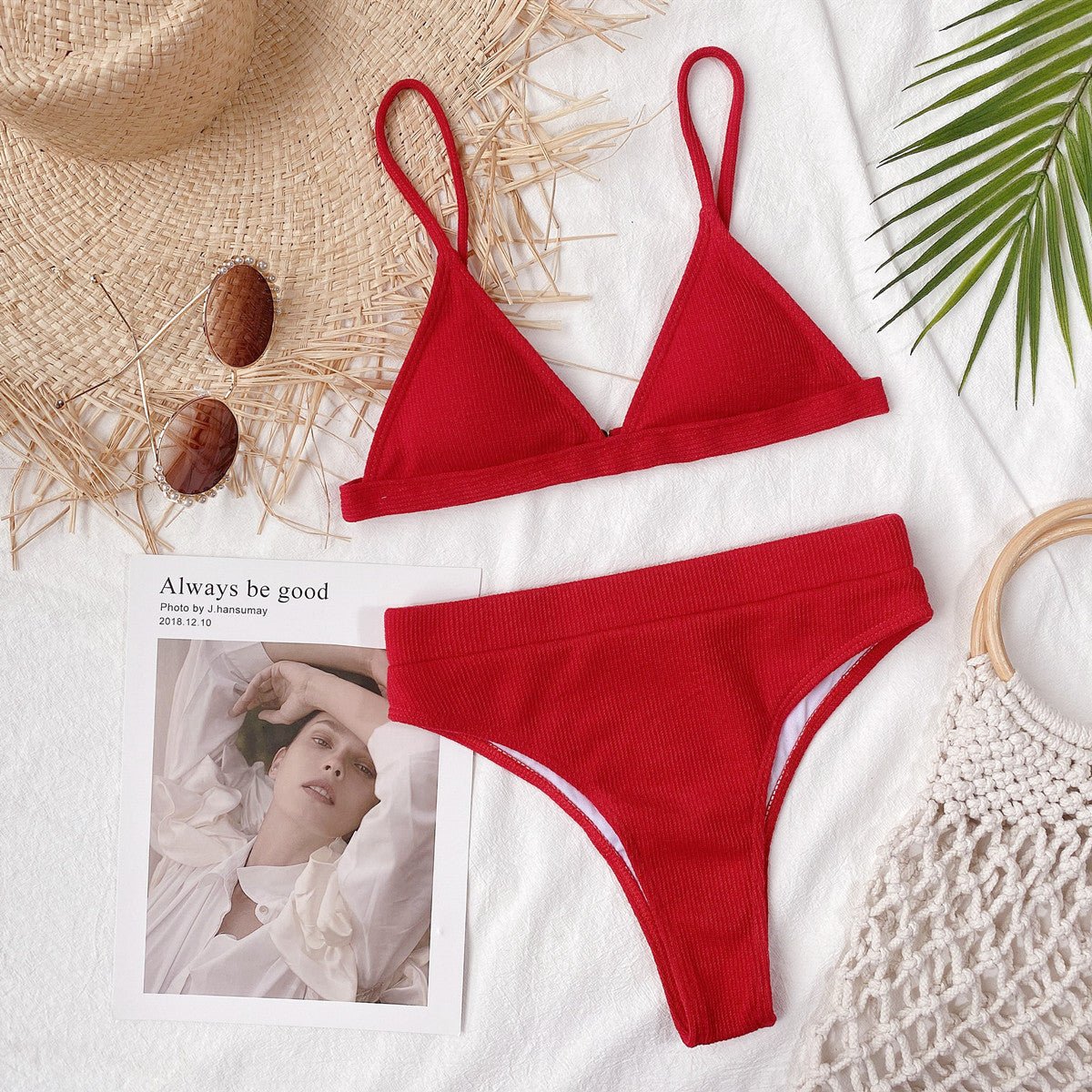Spaghetti Strap Ribbed Bikini Set - ViarousViarousViarous
