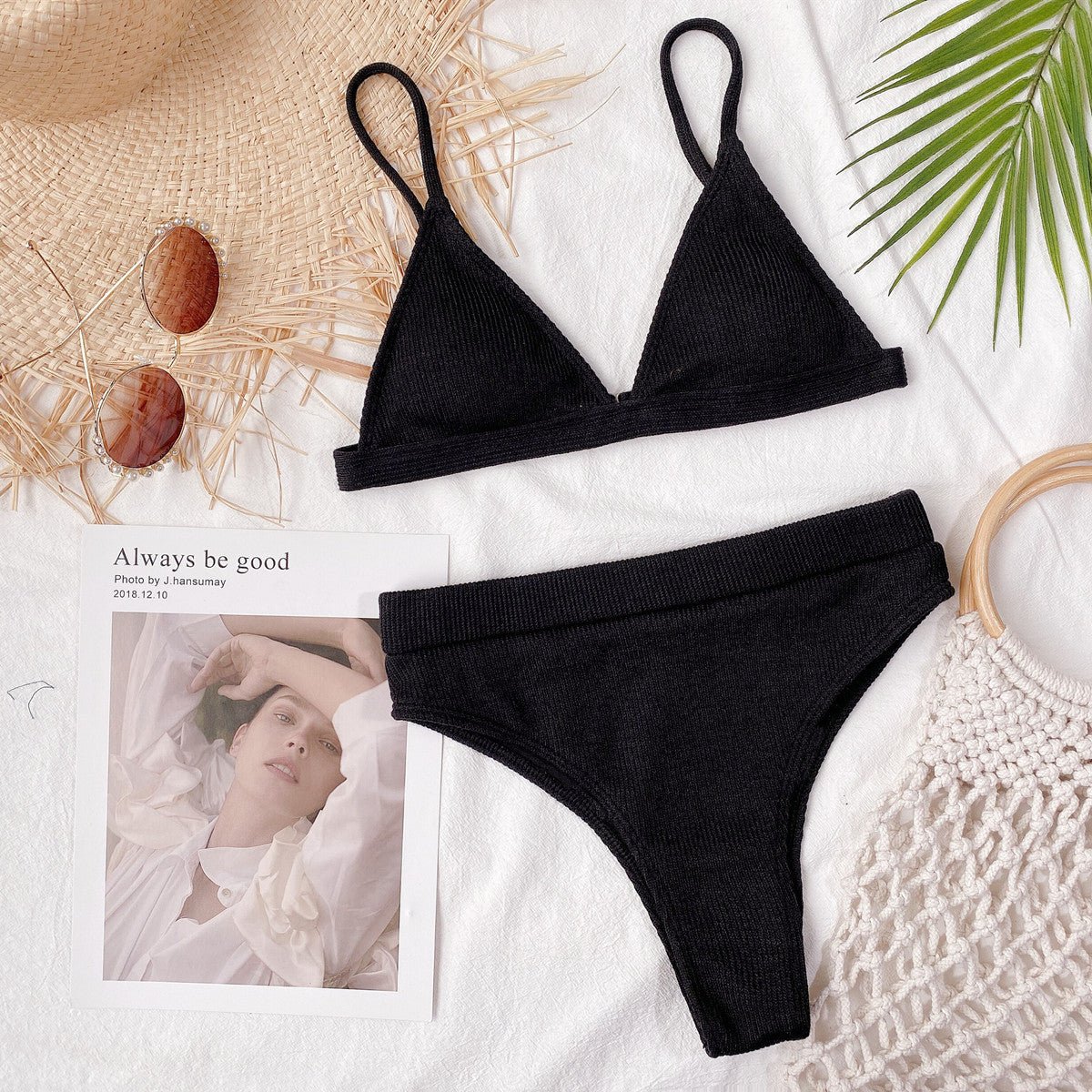 Spaghetti Strap Ribbed Bikini Set - ViarousViarousViarous