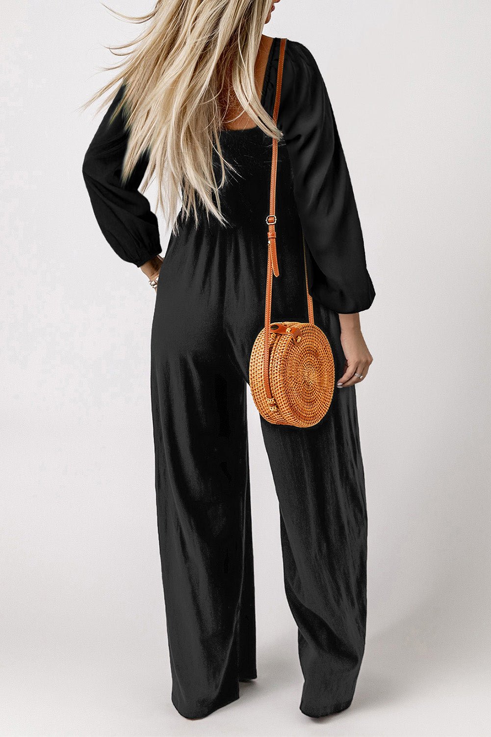 Square Neck Raglan Sleeve Jumpsuit with Pocket - ViarousViarousViarous