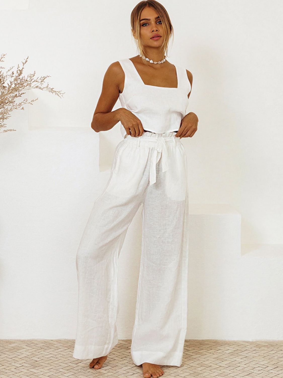 Square Neck Sleeveless Top and Pants Set - ViarousViarousViarous