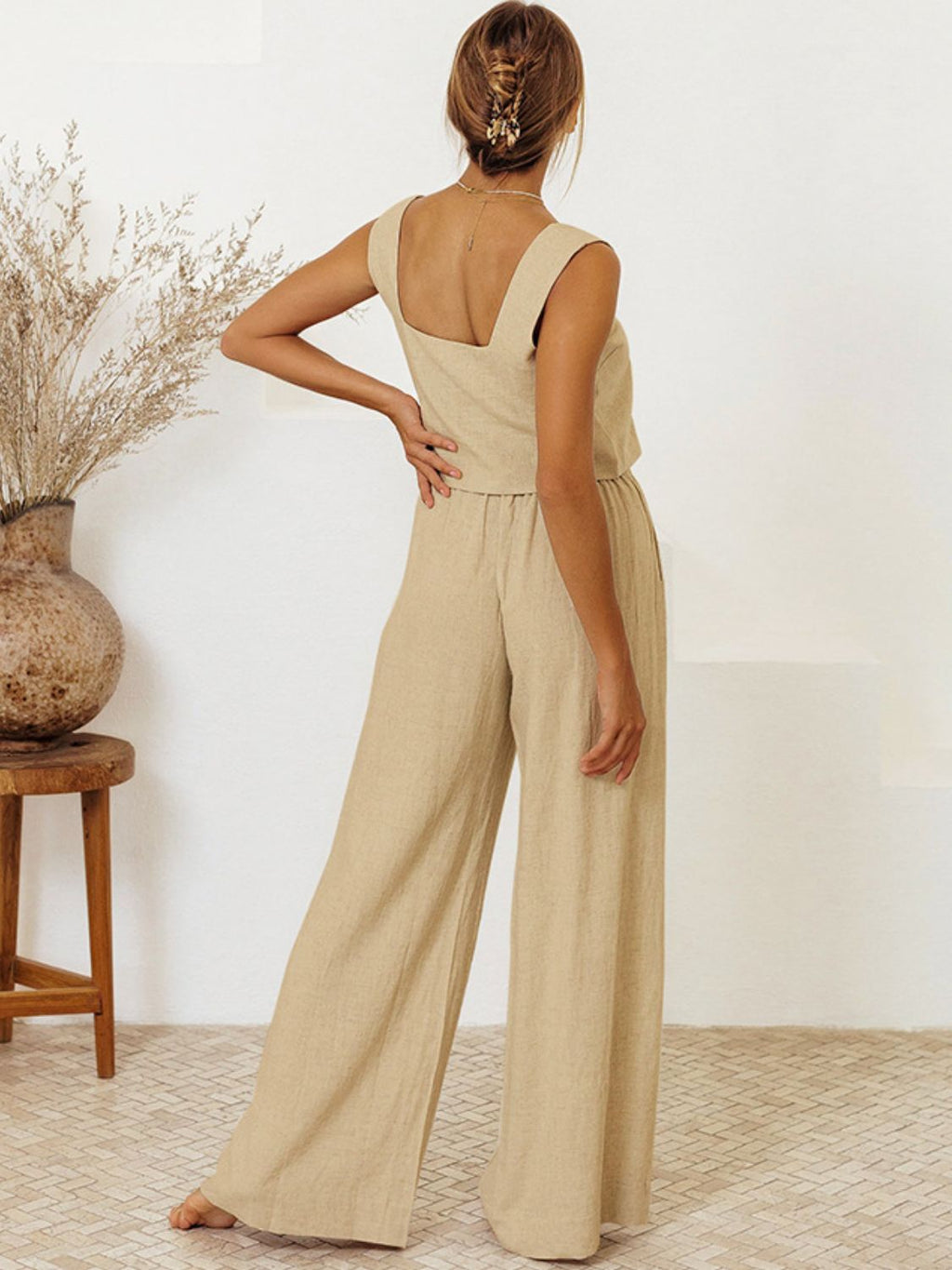 Square Neck Sleeveless Top and Pants Set - ViarousViarousViarous