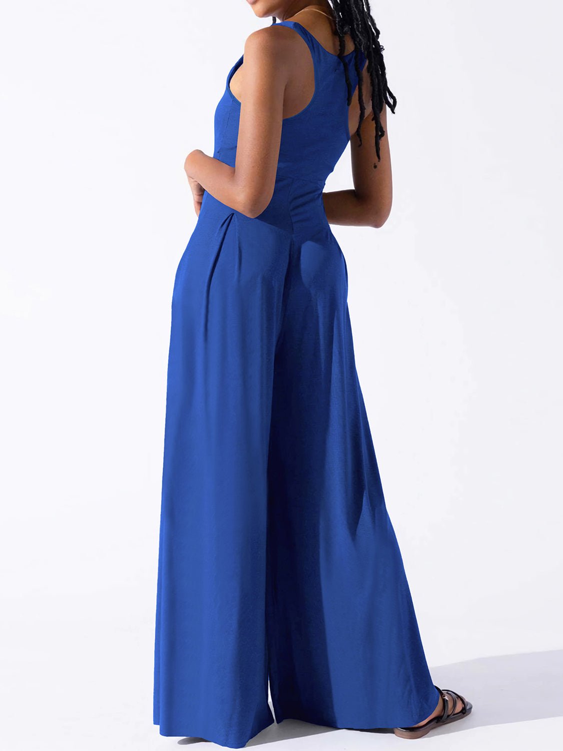 Square Neck Wide Strap Jumpsuit - ViarousViarousViarous