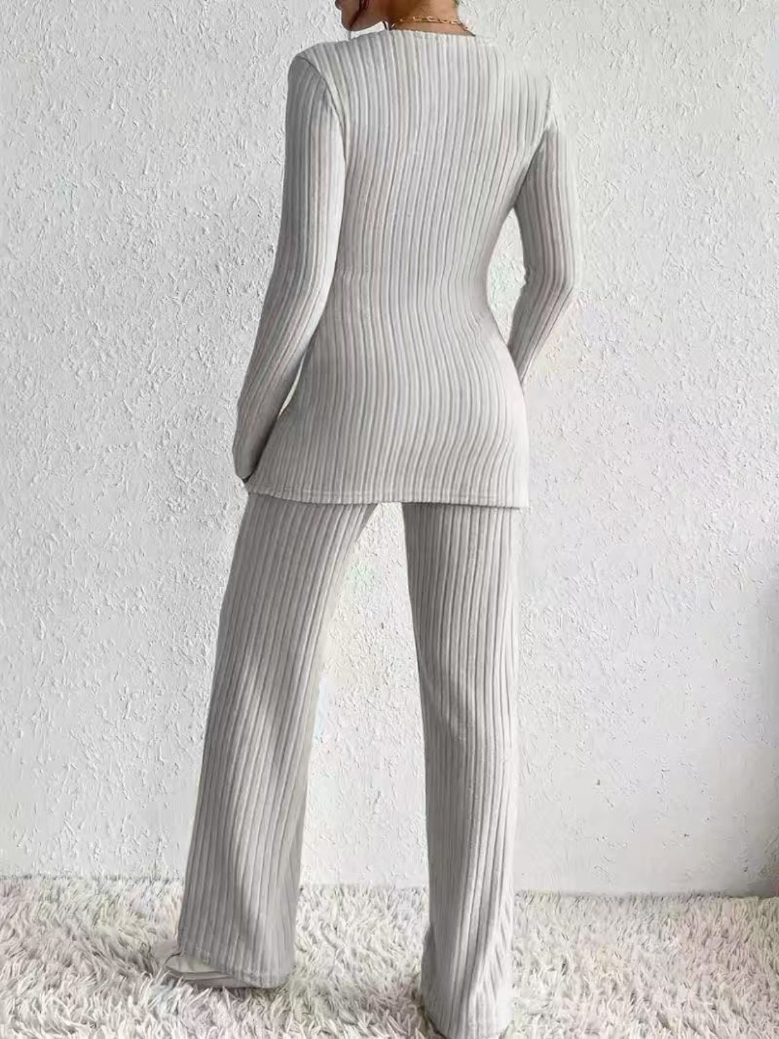 Surplice Long Sleeve Top and Pants Set - ViarousViarousViarous