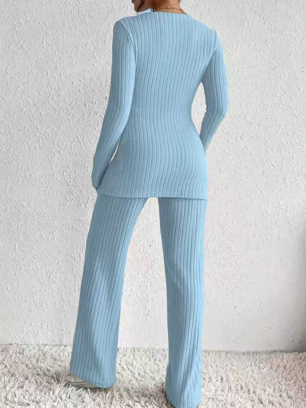 Surplice Long Sleeve Top and Pants Set - ViarousViarousViarous