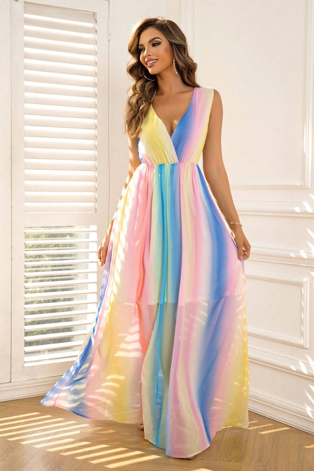 Surplice Neck Sleeveless Maxi Dress - ViarousViarousViarous