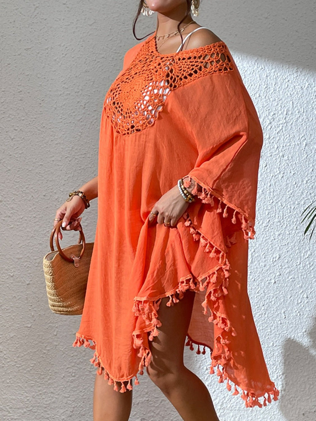 Tassel Cutout Scoop Neck Cover - Up Dress - ViarousViarousViarous