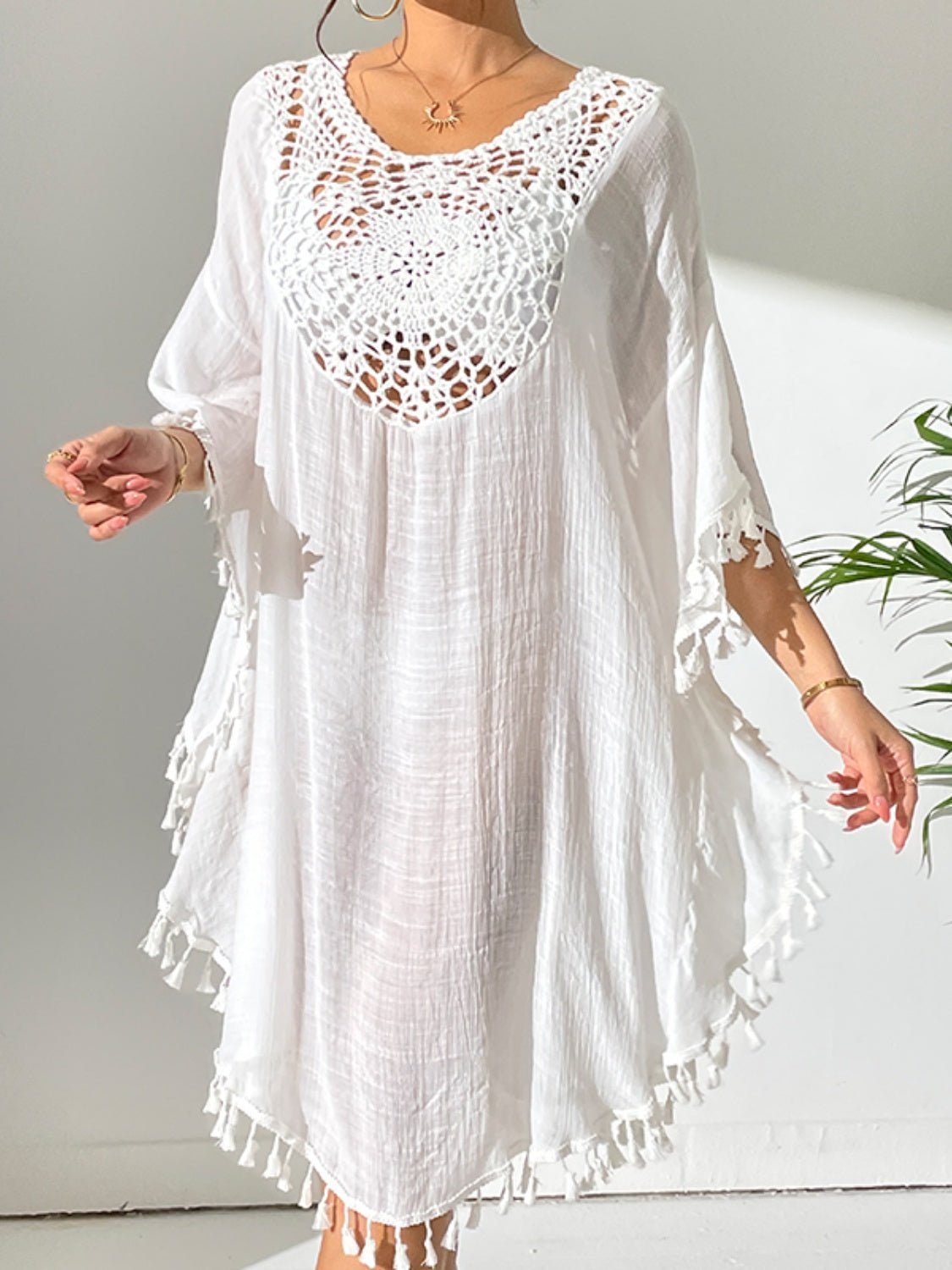 Tassel Cutout Scoop Neck Cover - Up Dress - ViarousViarousViarous