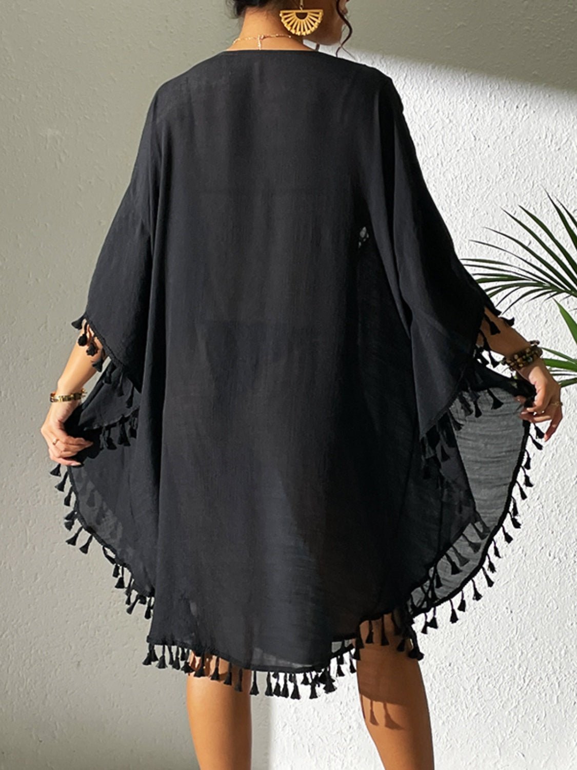 Tassel Cutout Scoop Neck Cover - Up Dress - ViarousViarousViarous